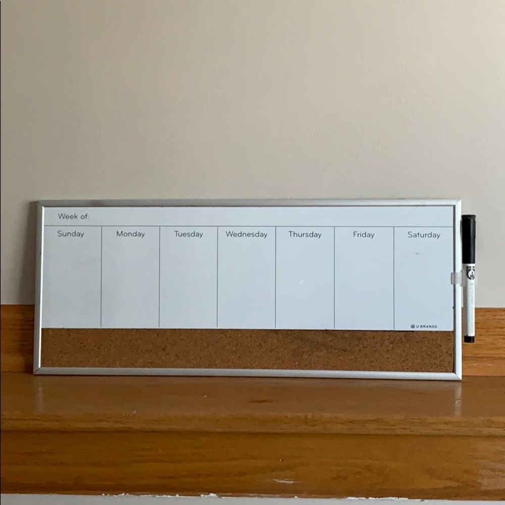 Calendar White Board with Marker and Eraser Top